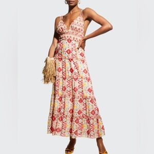 $550 ALICE & OLIVIA size 8 Karolina Vintage Market Braid Strap Maxi Dress